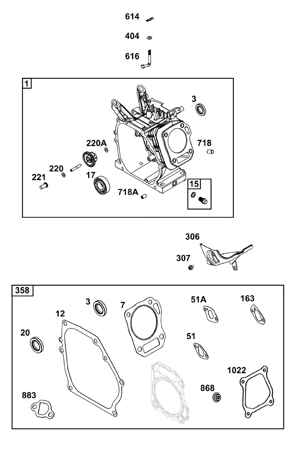 Cylinder Group Diagram and Parts List for 130G32-0005-H5 100000 - 19Z999 Briggs and Stratton Engine
